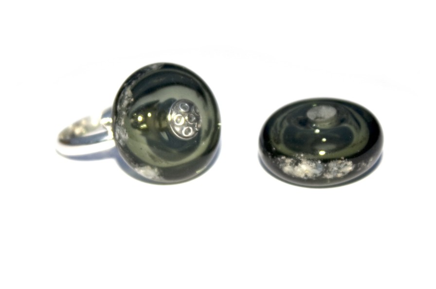 Holle ring top geblazen grijs met as